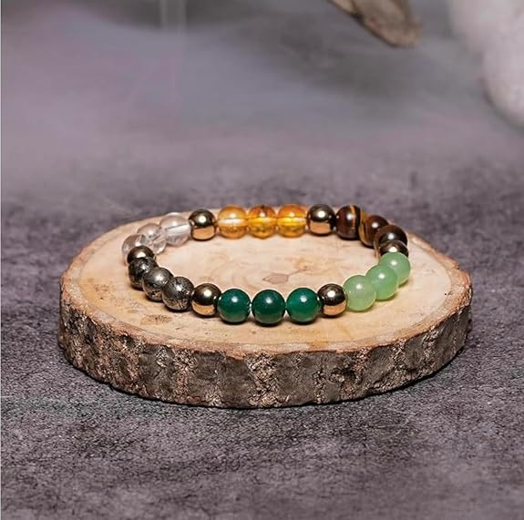 Dhan Yog Bracelet |Attracts Wealth & Prosperity | Manifest Wealth with Citrine, Jade, Tiger Eye, Clear Quartz & Pyrite Stone | Bracelet for Man & Woman | Gift for Man & Woman