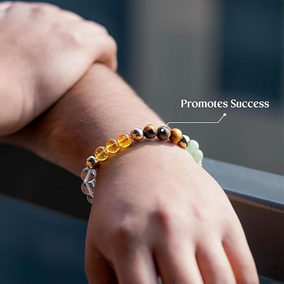 Dhan Yog Bracelet |Attracts Wealth & Prosperity | Manifest Wealth with Citrine, Jade, Tiger Eye, Clear Quartz & Pyrite Stone | Bracelet for Man & Woman | Gift for Man & Woman