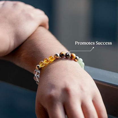 Dhan Yog Bracelet |Attracts Wealth & Prosperity | Manifest Wealth with Citrine, Jade, Tiger Eye, Clear Quartz & Pyrite Stone | Bracelet for Man & Woman | Gift for Man & Woman