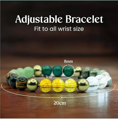 Dhan Yog Bracelet |Attracts Wealth & Prosperity | Manifest Wealth with Citrine, Jade, Tiger Eye, Clear Quartz & Pyrite Stone | Bracelet for Man & Woman | Gift for Man & Woman
