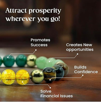 Dhan Yog Bracelet |Attracts Wealth & Prosperity | Manifest Wealth with Citrine, Jade, Tiger Eye, Clear Quartz & Pyrite Stone | Bracelet for Man & Woman | Gift for Man & Woman